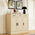 43.3" W Oak Buffet Cabinet, Coffee Bar Cabinet with 3 Drawers & 3 Doors, Kitchen Buffet Sideboard for Living Room, Kitchen
