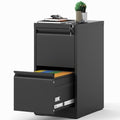 File Cabinet with Lock, Metal Filing Cabinets for Home Office, 18" Deep Vertical Storage Drawer for Hanging A4/Letter/Legal Size Files, Assembly Require (Black, 3 Drawers)
