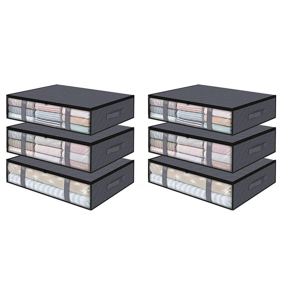 6 Pack Storage Bins Clothes Storage,Foldable Blanket Bags, Under Bed Containers for Organizing,Clothing