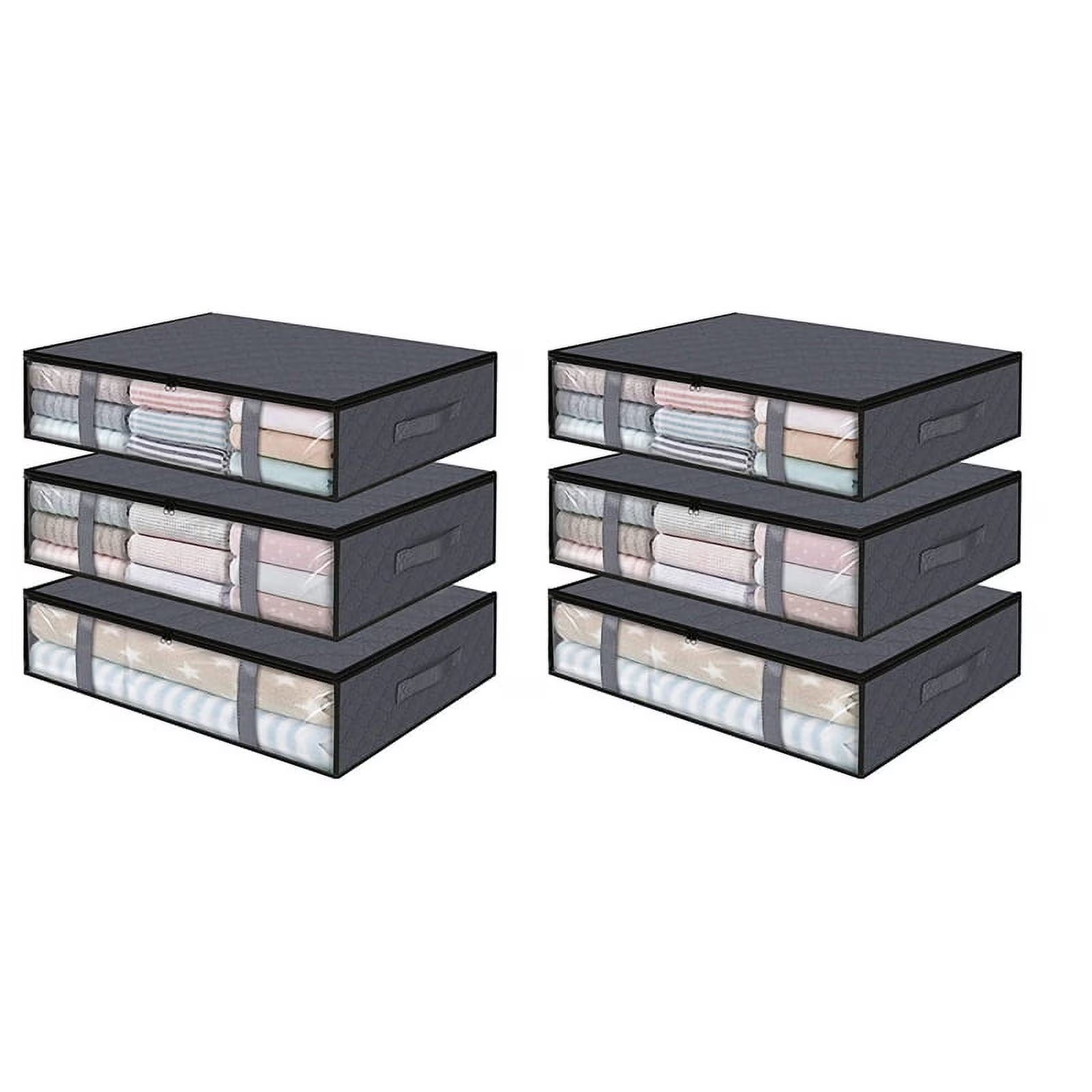 6 Pack Storage Bins Clothes Storage,Foldable Blanket Bags, Under Bed Containers for Organizing,Clothing