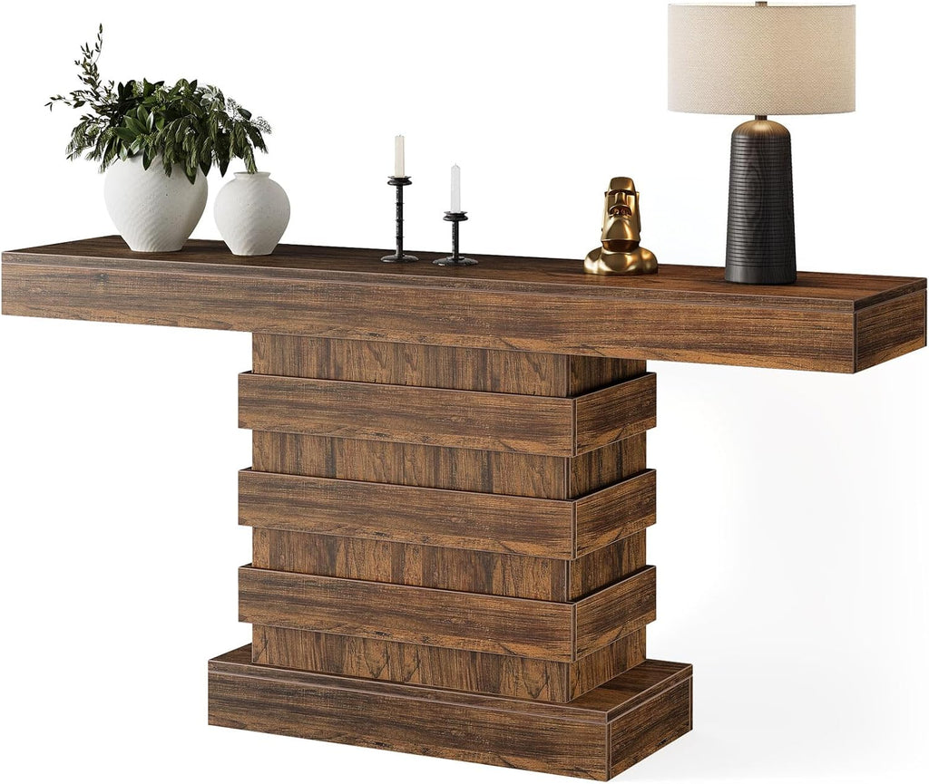 63-Inch Farmhouse Narrow Console Table for Entryway, Living Room, Rustic Brown G281732