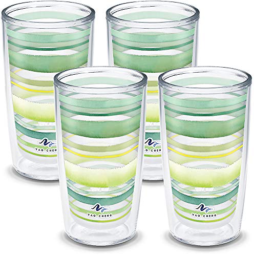 Green Crystal Double Walled Insulated Tumbler Travel Cup, 16oz C6695
