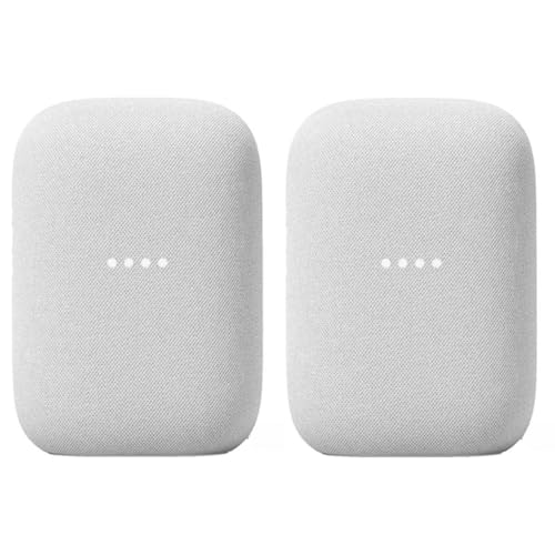 Google Audio (2-Pack) Smart Speakers – Wireless Bluetooth & Wi‑Fi Home Speaker Bundle with Powerful Stereo Sound, Multi-Room Audio Assistant Voice Control