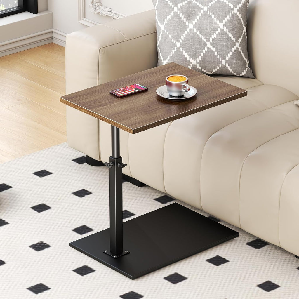 Adjustable C Table End Table 19.6 inch, 360°Swivel TV Tray Table, Couch Tables That Slide Under, C Shaped Side Table for Sofa Living Room and Bedroom Drink Snack Laptop Table