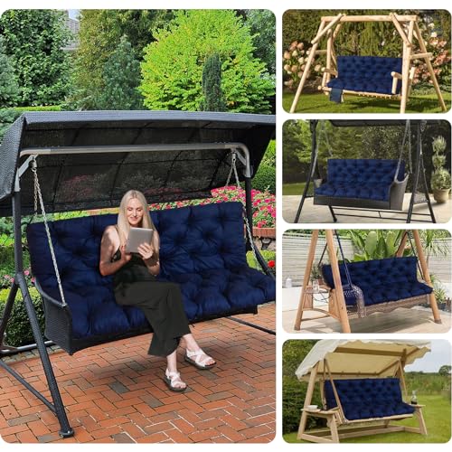 Outdoor Cushions for Patio Furniture, 2-3 Seater Bench Cushion with Backrest and Ties Q662