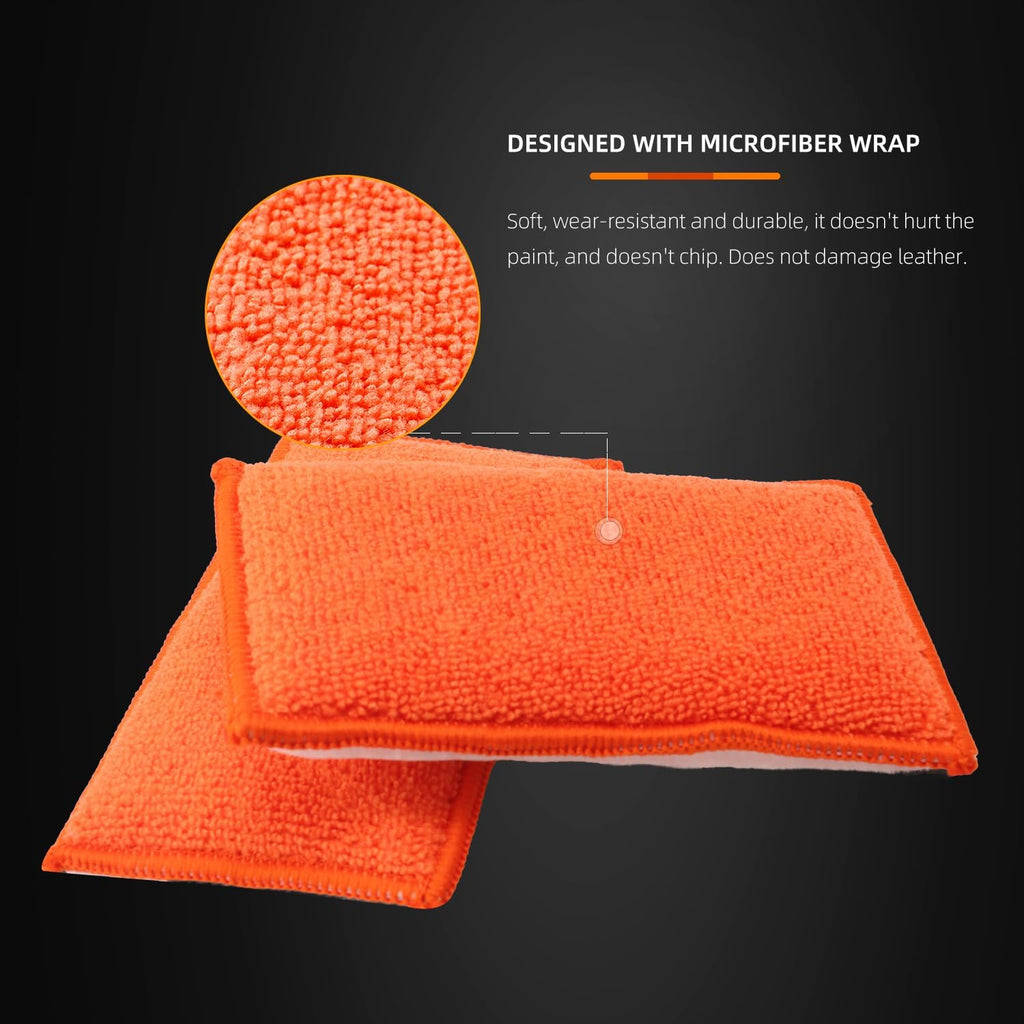 Car Interior Scrubbing Sponge, 8Pcs Microfiber Wax Applicator, Car Wash Sponges I497664