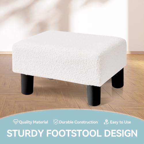Sherpa Foot Stool Ottoman with Legs for Couch, Living Room, Bedroom, Office R82988