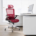 Ergonomic Mesh Office Chair, High Back - Adjustable Headrest with Flip-Up Arms, Tilt and Lock Function, Lumbar Support and Blade Wheels,hrome Metal Legs,Swivel Computer Task Chair (Red)