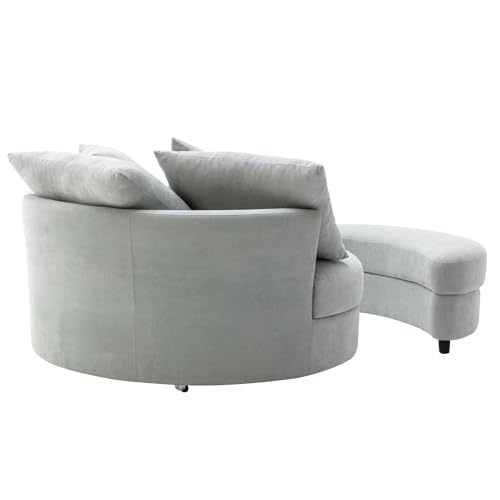 Oversized Swivel Barrel Chair with Storage Ottoman and 4 Pillows B264526