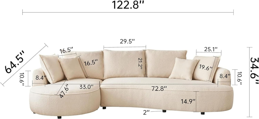 Curved Sofa Modern Boucle Fabric Modular Sectional E3050