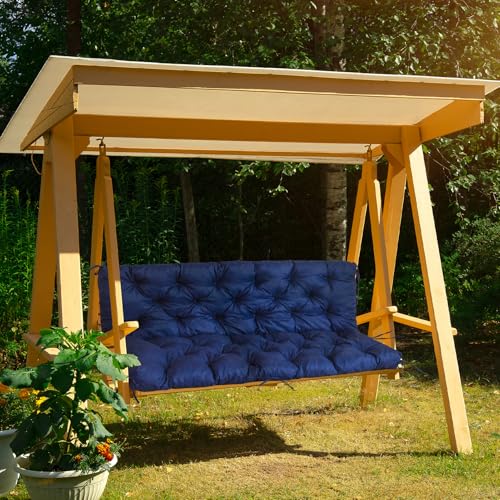 HIGOGOGO Outdoor Cushions for Patio Furniture, Porch Swing Cushions 2-3 Seater, 5" Thicken Outdoor Bench Cushion with Backrest and Ties, Swing Cushions Replacement for Patio,Backyard and Garden