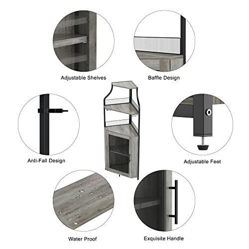 Corner Bar Cabinet with Wine Rack and Glass Holder W2680