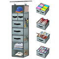 VERONLY 7-Shelves Hanging Closet Organizer with 5 Drawers, Hanging Closet Shelves Storage and 8 Mesh Pockets, Closet Organization and Storage for Wardrobe, Nursery, Baby, Underwear, Dorm(Gray)