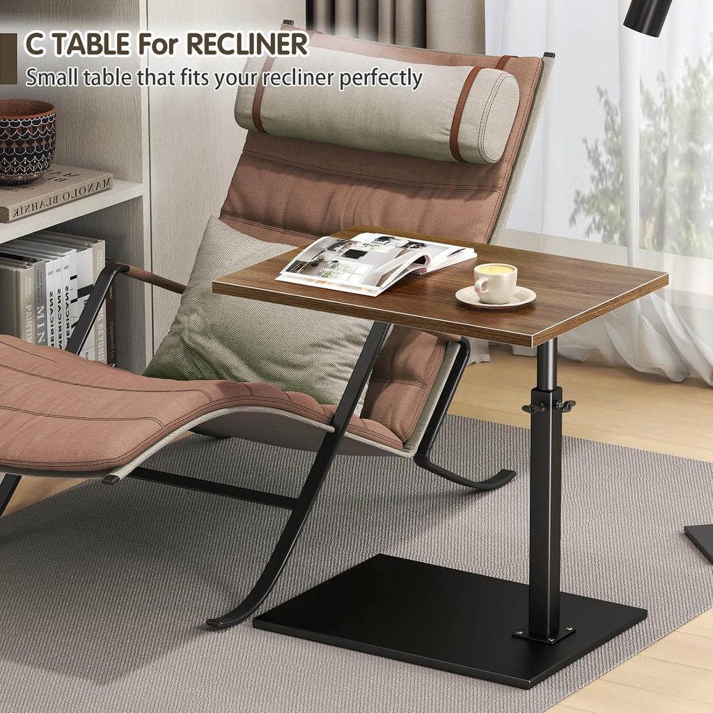 Adjustable C Table End Table with 360° Swivel, Slide Under Couch for Living Room X2463
