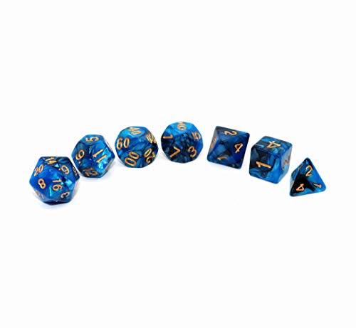 Teal White 7-Die RPG Dice Set for Dungeons and Dragons B5748