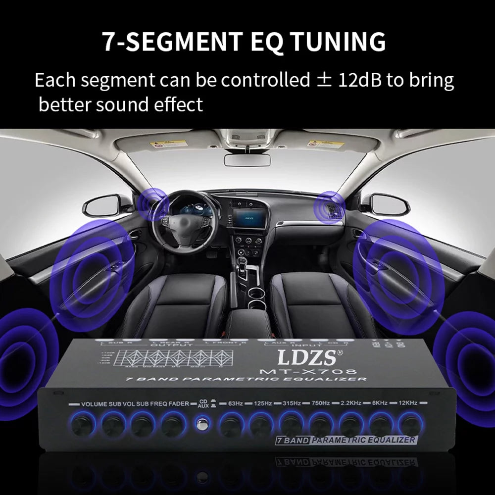7 Band Car Equalizer with Parametric Tuning and Crossover K2312