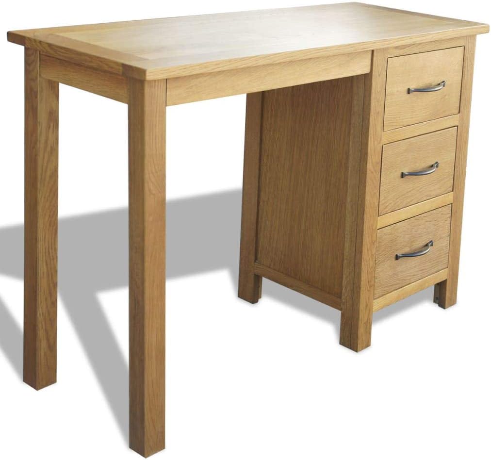 Desk with 3 Drawers,Writing Desk with Drawers,Simple Desk,Computer Desk,Home Office Desks,Studio Desk,for Home Office Workstation,Solid Oak Wood 41.7"x15.7"x29.5"