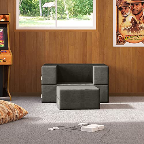 Convertible Sleeper Futon Chair & Ottoman with Machine-Washable Cover J231740