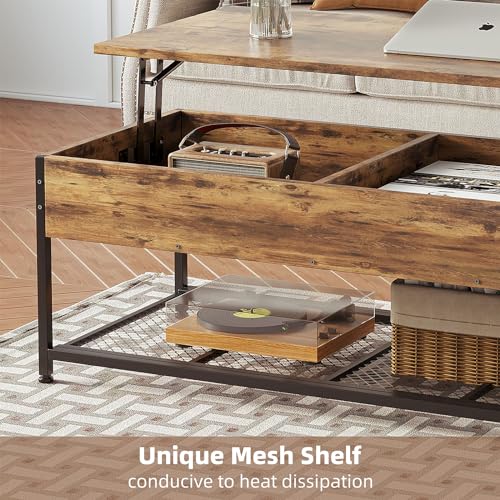 Lift Top Coffee Table 43 Inch Wooden with Hidden Storage P620