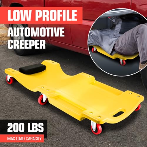 Low Profile Automotive Creeper with Padded Headrest, Red U80837
