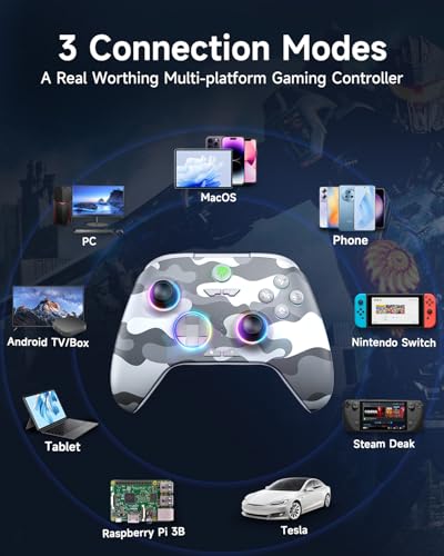 Wireless Bluetooth Controller with Hall Joysticks for PC, Android, Steam and Switch E86358
