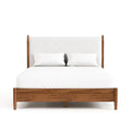 Furniture of America Wyatt Modern Solid Wood Queen Bed Frame with Headboard, Wooden Bedframe for Bedroom, Guest Room, No Box Spring Needed, Walnut, Boucle Platform