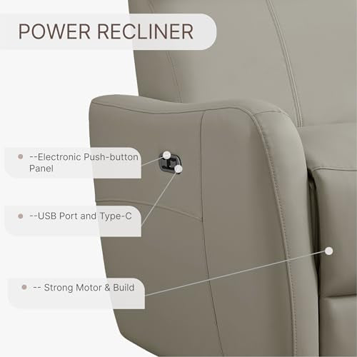 Leather Recliner Chair with USB Port, Terracotta Brown N6419