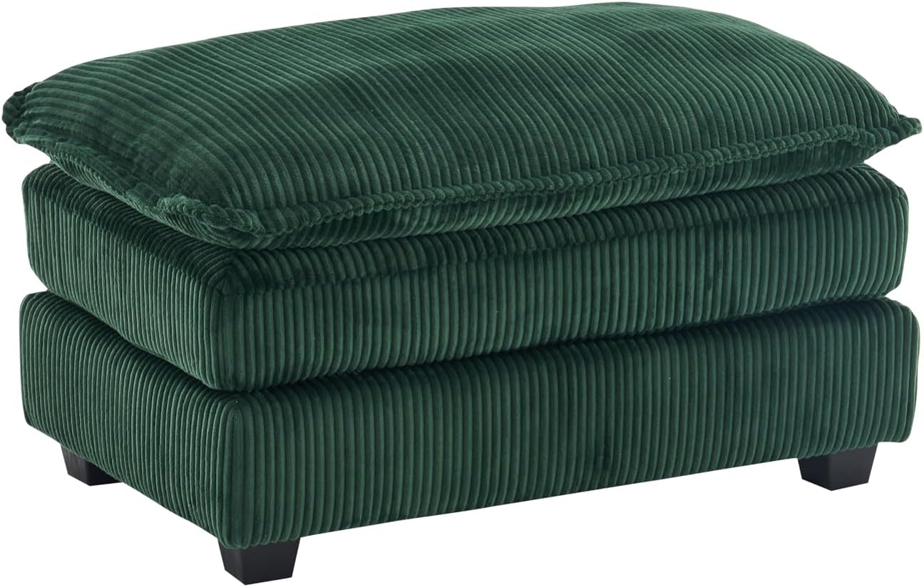 Oversized Convertible Sleeper Sofa with Ottoman & Pillows, Deep Seat Chaise Lounge, Green C787001