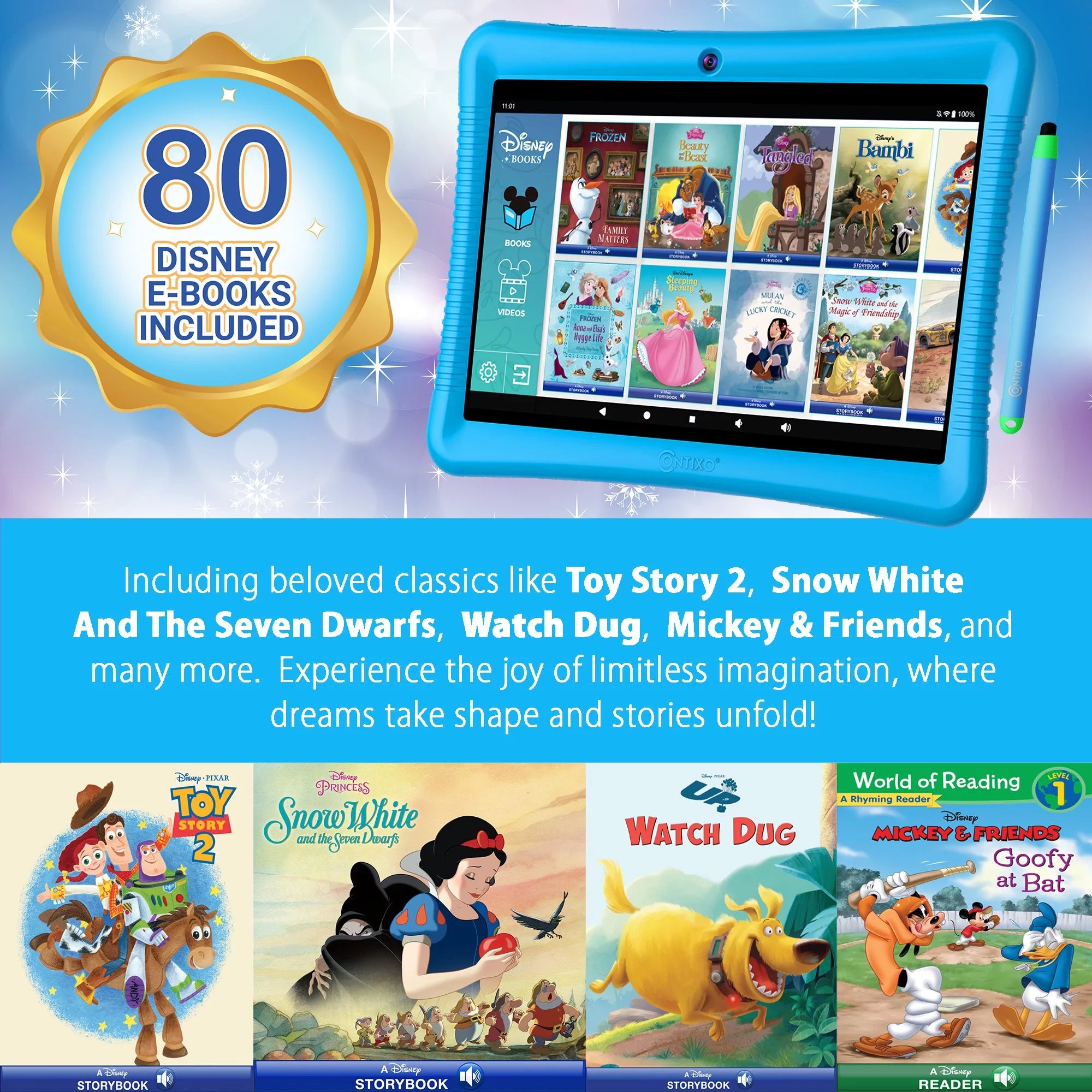 10" Android Kids Tablet and Smart Watch Bundle 64GB with Kid-Proof Case and Stylus U347