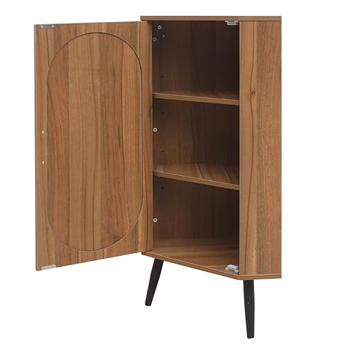 Corner Storage Cabinet with Rattan Doors & Adjustable Shelves N264