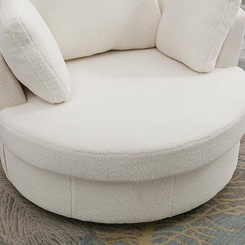 Swivel Accent Barrel Chair with 3 Pillows, 360 Degree Round Sofa for Living Room Bedroom Lounge X449954