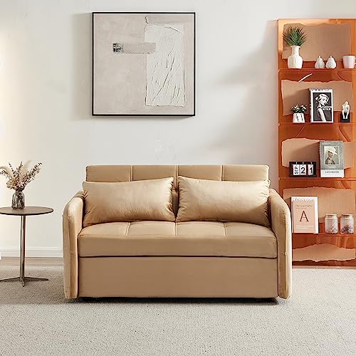 Convertible Sleeper Sofa Chair 3-in-1 Pull-Out Bed, Velvet Loveseat I161330