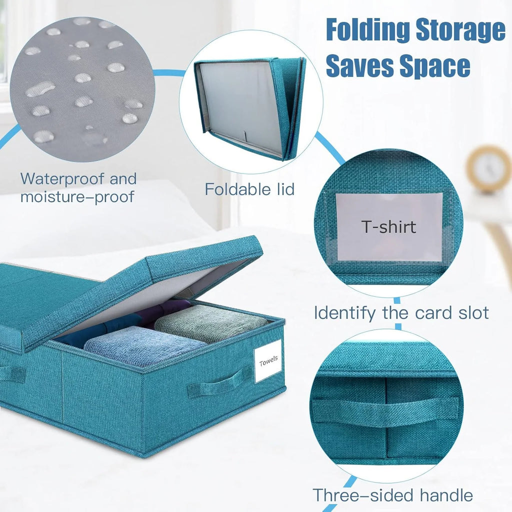 Underbed Storage Containers with Lids, Foldable Organizer Box for Clothes, Shoes, Blankets, Pillows F6366