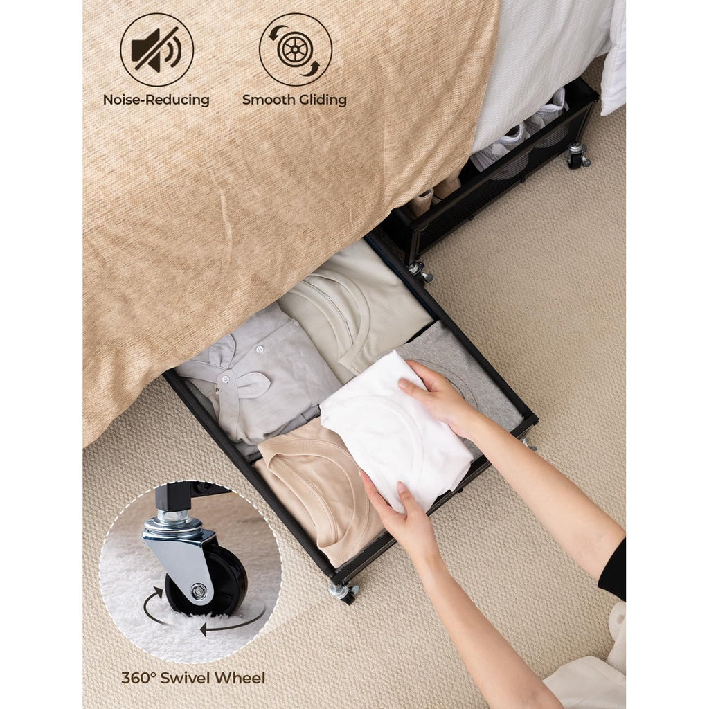 Under Bed Storage with Wheels, 2-Pack Metal Containers, 80L Y595