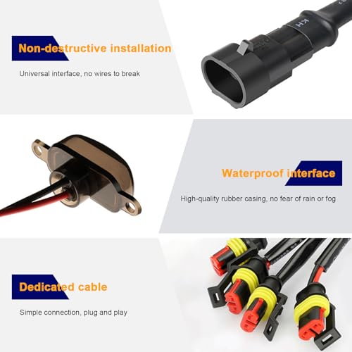 3PCS Car Grille Lights, Amber LED Grill Lights with Wiring Harness, Waterproof Front Grill Trim Lamps U186