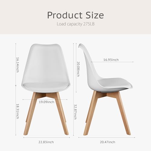 Dining Chairs Set of 4, PU Leather, Wood Legs, White W824536