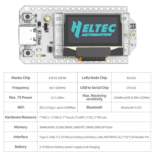 ESP32 LoRa V3 Development Board with 3000mAh Battery and 915MHz Antenna I456