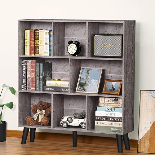 5 Cube Bookshelf, 3-Tier Bookcase with Legs, Pink Kids Book Shelf X96055