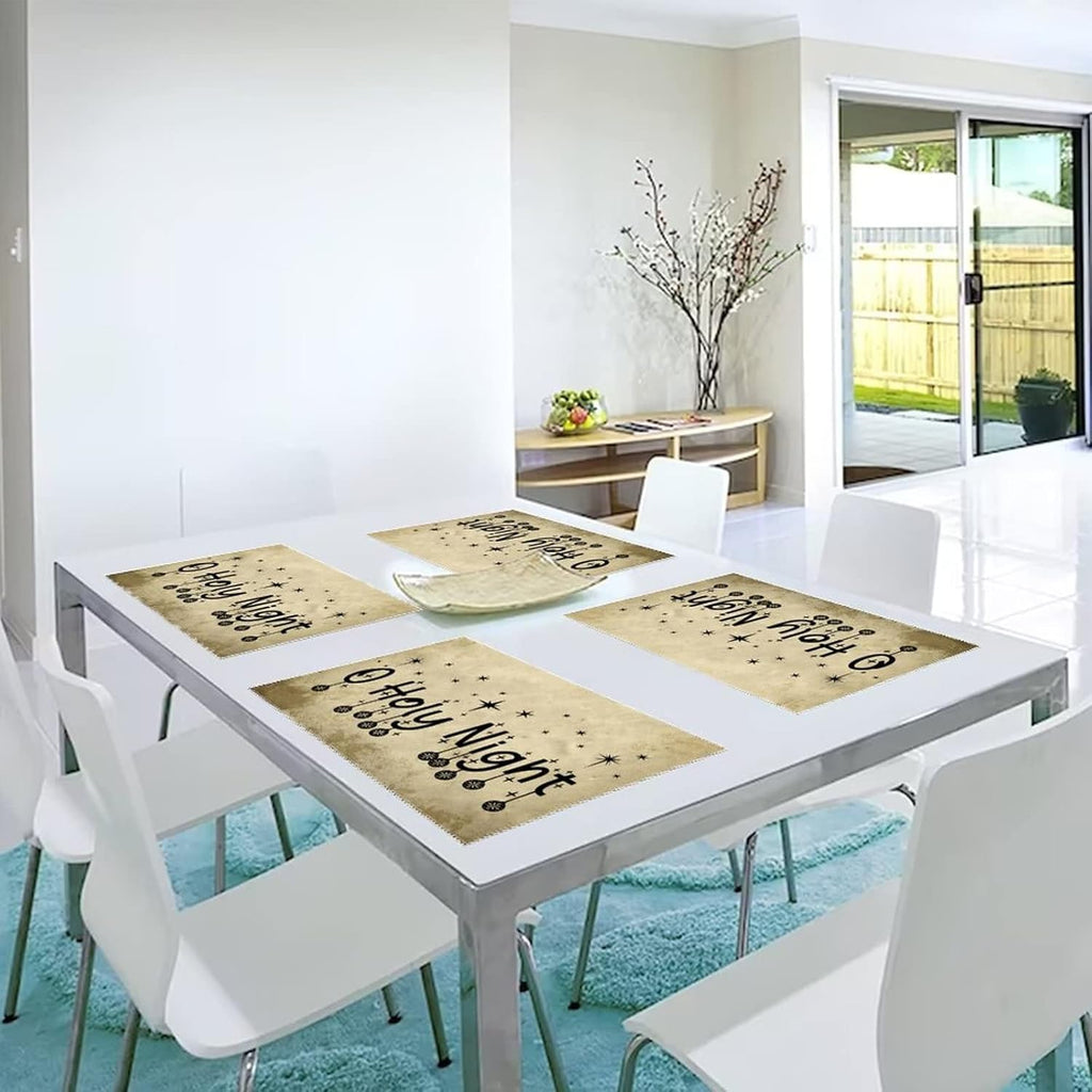 Christmas Placemats for Dining Table 6 PCS, Wipeable Non-Slip Heat-Resistant B279