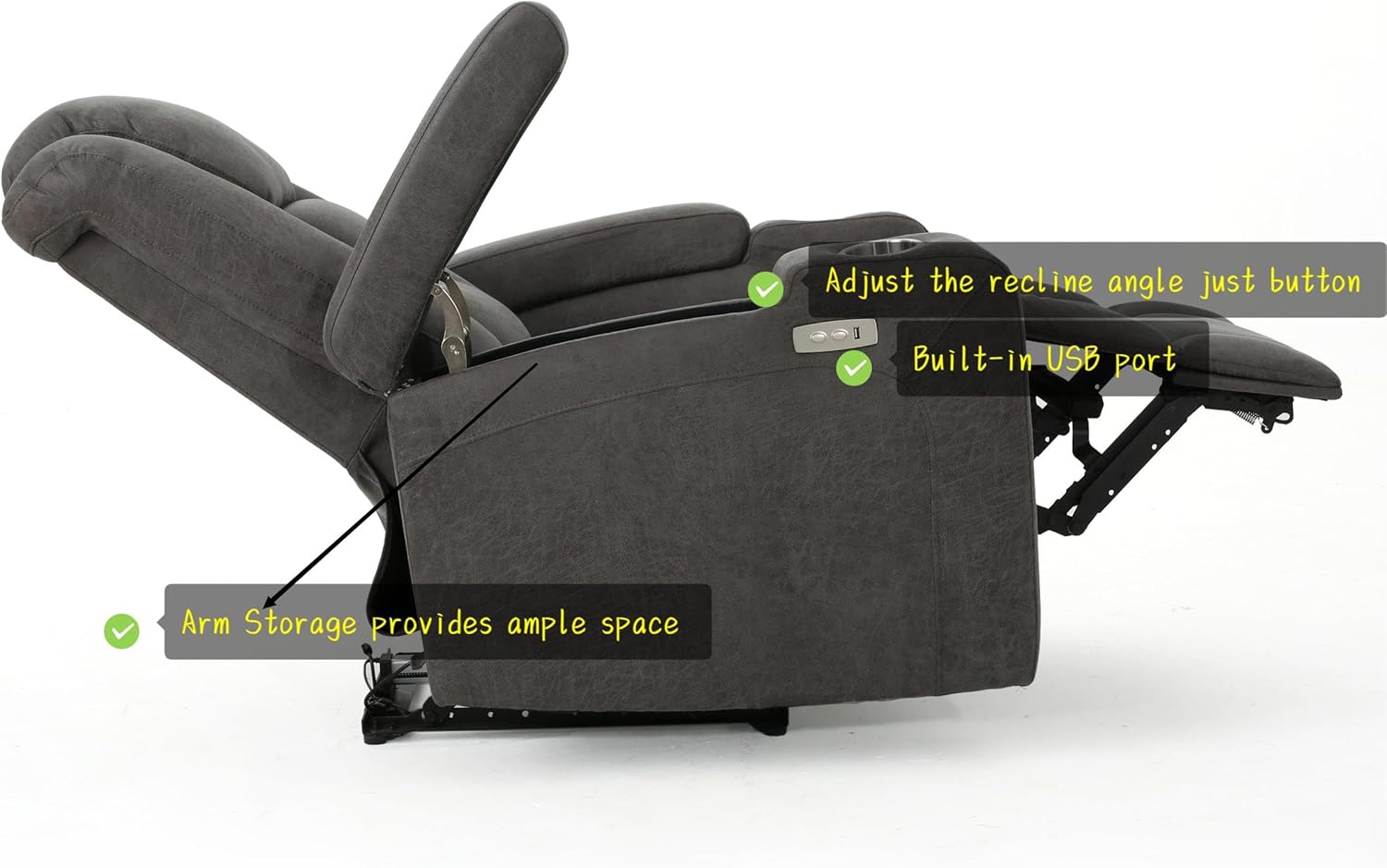 Power Recliner Chair with USB Port and Cup Holders N798234