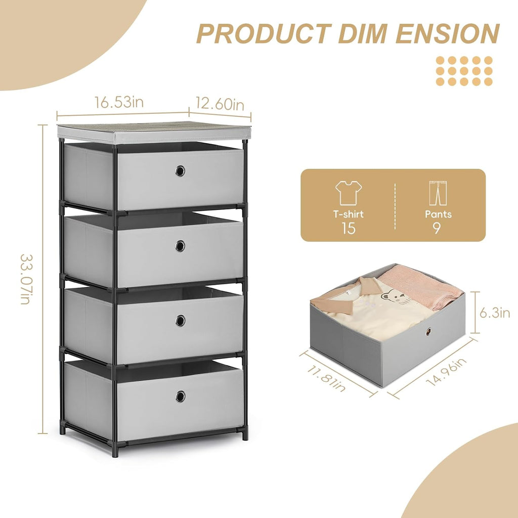 Fabric Storage Dresser with 4 Drawers for Bedroom L8107