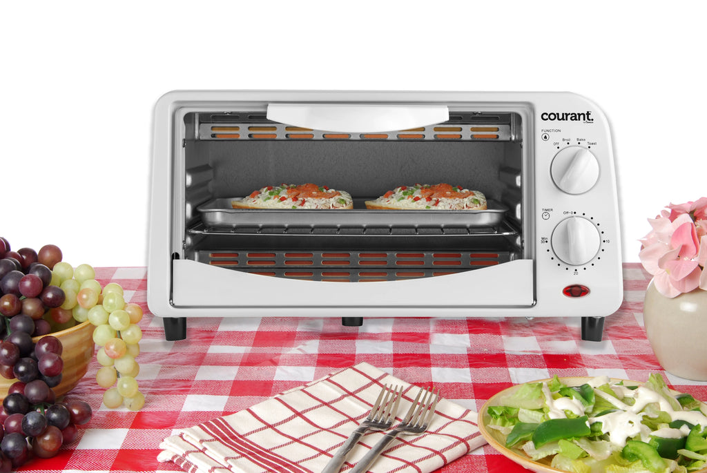 4-Slice Toaster Oven with Toast, Bake, and Broil Settings, White E85050