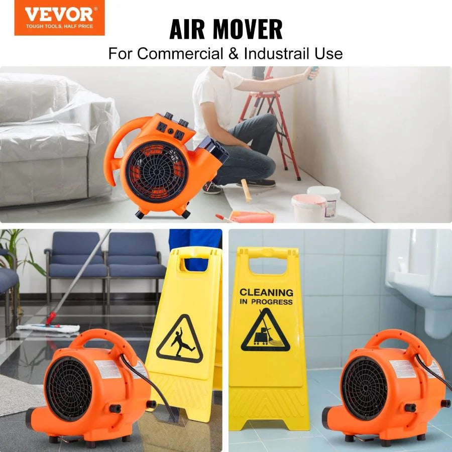Floor Blower, 1/4 HP, 1000 CFM Air Mover for Drying and Cooling B8269