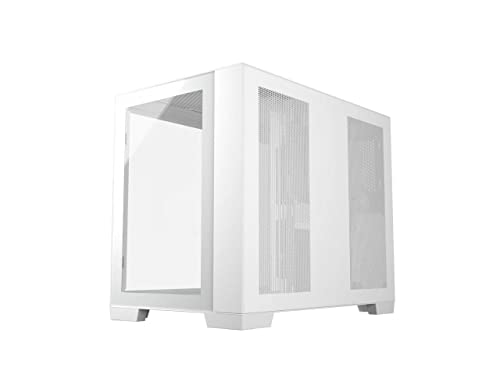 Micro ATX Mini-ITX Tower PC Case White with Dual Tempered Glass and 3x12cm ARGB Fans U3029