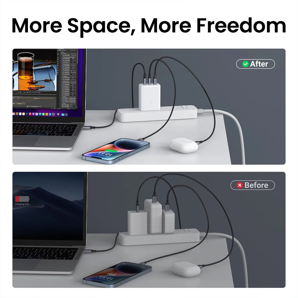 USB C Charger 65W, 3 Ports Wall Charger for Laptop F562206