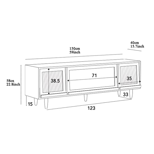 Corner TV Stand for Living Room, Solid Wood, 59 x 15.7 x 22.8 Inches F43385