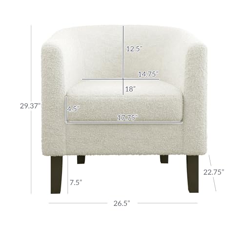 Linen Round Accent Barrel Chair with Flared Legs and Cozy Padding Q23713