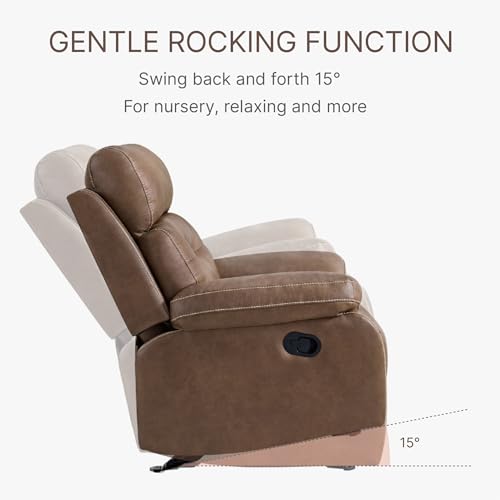 Leather Recliner Chair with Overstuffed Arm, Brown O410055