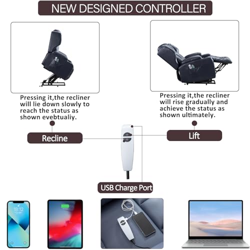 Electric Power Lift Recliner Chair with Massage & Heat for Elderly Y78444