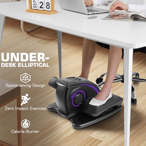 Under Desk Elliptical Machine with Electric Pedal Exerciser and LCD Display C7386